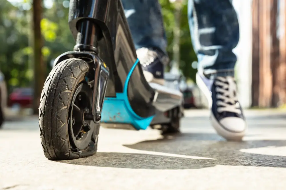 An electric scooter with puncture tire